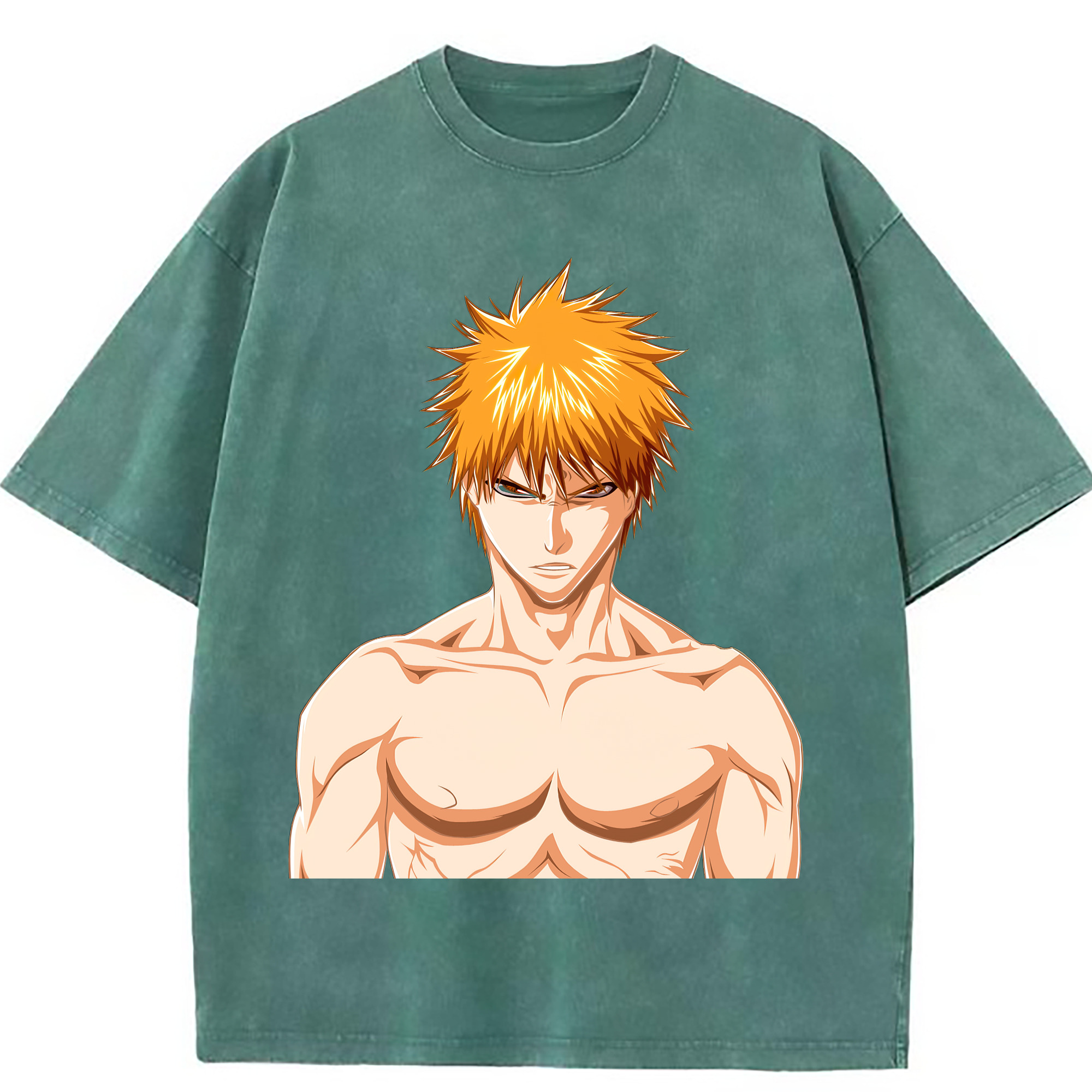 （画像用） ブリーチ 黒崎一護（くろさき いちご）BLEACH Kurosaki Ichigo 綿100% ヴィンテージ風 半袖Tシャツ（フロントプリント）